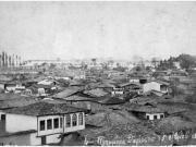 Η πυκνή και άναρχη δόμηση μιας συνοικίας της Λάρισας, τα πρώτα χρόνια μετά την προσάρτηση της Θεσσαλίας.  Φωτογραφία του Ιω. Λεονταρίδη. 15 Οκτωβρίου 1883. Αρχείο ΔΕΥΑΛ.  