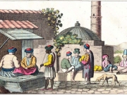Bazar de Larisse. (Η αγορά της Λάρισας). Χαρακτικό του Gropius από το περιηγητικό  βιβλίο του Jacob Bartholdy «Voyage en Grèce fait dans les années 1803 et 1804».