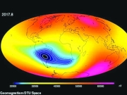 Το μαγνητικό πεδίο  της Γης ανάμεσα  σε Αφρική και   Ν. Αμερική εξασθενεί