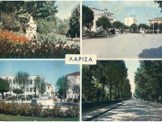 Επάνω: αριστερά η προτομή του Κρυστάλλη στον κήπο του Αλκαζάρ, δεξιά η Κεντρική πλατεία Σάπκα. Κάτω: αριστερά η πλατεία Ταχυδρομείου και δεξιά ο κεντρικός δρόμος του Αλκαζάρ. Επιστολικό δελτάριο της ΔΕΛΤΑ-Διακάκης. Περίπου 1970. Αρχείο Φωτοθήκης.