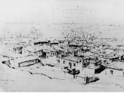 Το δυτικό τμήμα της συνοικίας Ταμπάκικα. Σχέδιο του Γερμανού  περιηγητή Κ. J. 1927. Αρχείο Τάσου Πουλτσάκη