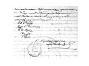 Η υπογραφή του Πέτρου Κανά σε συμβολαιογραφικό έγγραφο  © ΓΑΚ, ΑΝΛ, Αρχείο Ροδόπουλου, αρ. 8991/1889