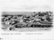 Ο συνοικισμός Ταμπάκικα όπως φαίνεται από το ύψος του Λόφου της Ακρόπολης.  Περίπου 1900. Επιστολικό δελτάριο της Ελληνικής Ταχυδρομικής Υπηρεσίας αρ. 245.
