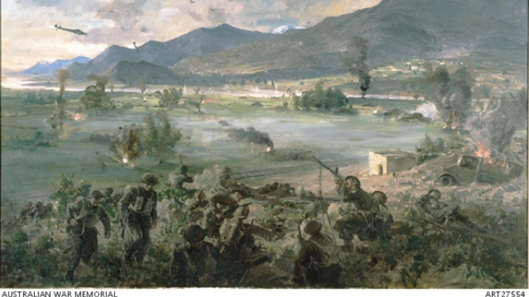 Πινάκας του Ντάρτζι Γουίλιαμ, του 1962, με την Μάχη των Τεμπών