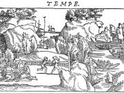 Τέμπη. Χαρακτικό του 1545 από τον Nicolaus Gerbelius, στο βιβλίο  του Descriptio Graeciae, τυπωμένο στη Βασιλεία της σημερινής Ελβετίας