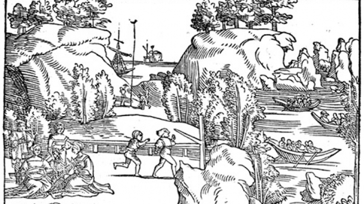 Τέμπη. Χαρακτικό του 1545 από τον Nicolaus Gerbelius, στο βιβλίο  του Descriptio Graeciae, τυπωμένο στη Βασιλεία της σημερινής Ελβετίας