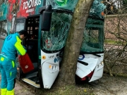 Τουριστικό λεωφορείο  καρφώθηκε σε δέντρο