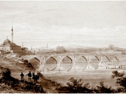 Λάρισα. Υδατογραφία του F. Arundale. Περίπου 1830. Αντίγραφο από το αρχείο του Αχιλλέα Καλτσά.