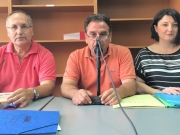 Ο αντιδήμαρχος κ. Αχ. Χατζούλης, με τον κ. Δημ. Μέρα υπεύθυνο εκπαίδευσης, και η κ. Αθανασία Ρουπακιά, υπεύθυνη οργάνωσης στο ΚΔΒΜ