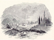 Λάρισα. Δεξιά το τζαμί του Ομέρ μπέη. Χαρακτικό του Christopher Wordsworth. 1833