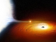 Η μαύρη τρύπα (αριστερά) αποσπά συνεχώς υλικό από το άτυχο ταίρι της (Καλλιτεχνική απεικόνιση: NASA)  