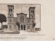 Η δυτική πρόσοψη του μητροπολιτικού ναού του Αγ. Αχιλλίου κατά τη διάρκεια της κατασκευής του. 1900 περίπου. Επιστολικό δελτάριο της Ελληνικής Ταχυδρομικής Υπηρεσίας αρ. 244.